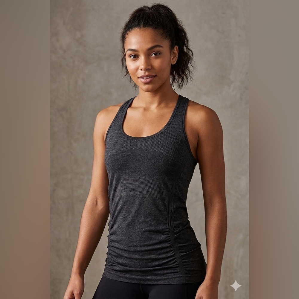 Athleta Fastest Track Seamless Side Ruched Tank Top XL Grey